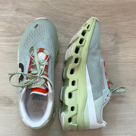 ON RUNNING CLOUDMONSTER WOMEN SZ 8 RUNNING SHOES  GLACIER MEADOW - Picture 2 of 5